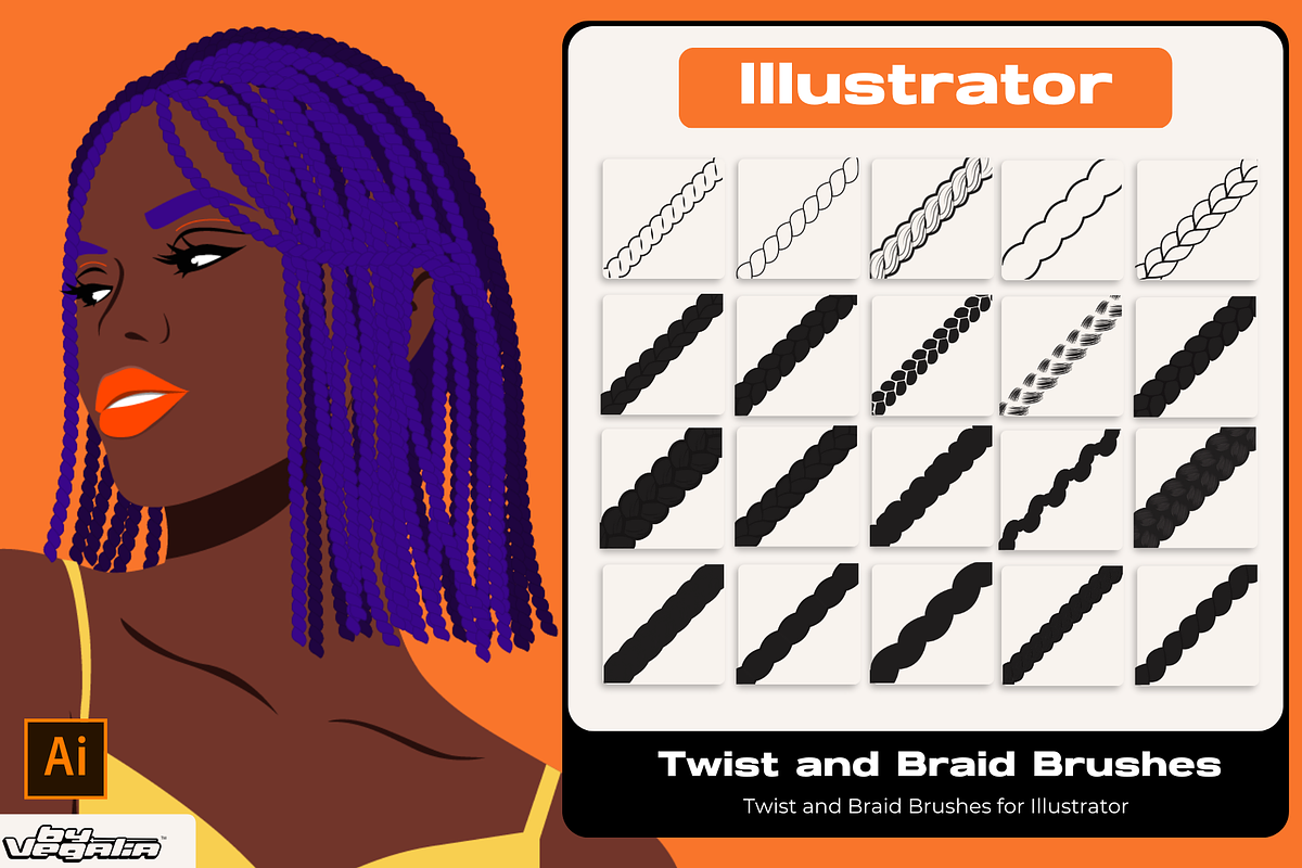 Illustrator Braid & Twist Brush, a Brush Add-On by by Vegalia (Photo 1 of 5)