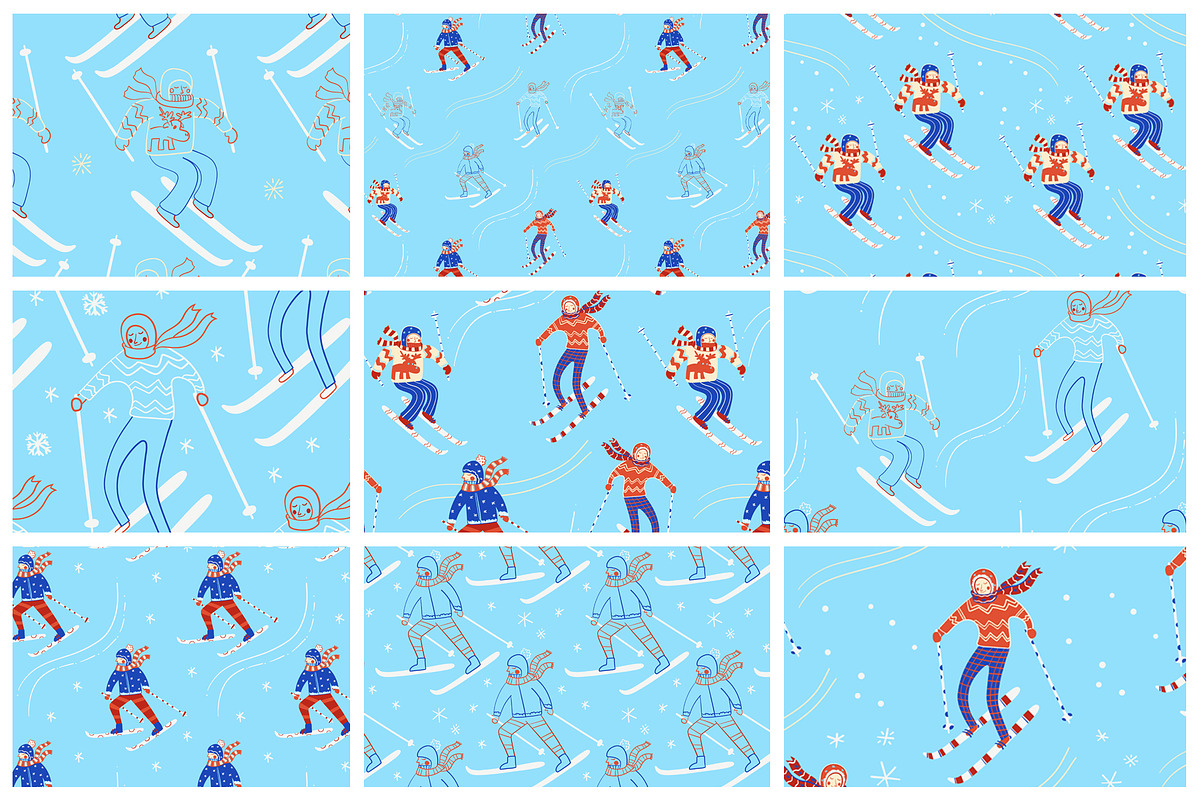 Vintage Winter Skiers, a Sport Illustration by Carpet Tapete Pretzel (Photo 3 of 10)