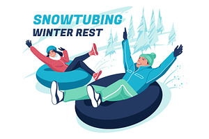 Ski Resort Flat Illustrations