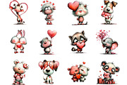 Valentine Animal Clipart Bundle, an Illustration by Designking (Thumbnail 2 of 5)