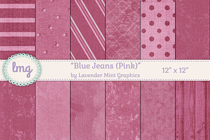 Pink Denim Scrapbook Paper