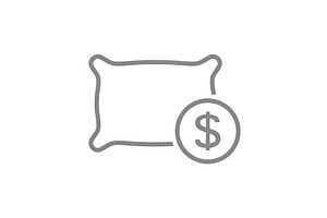 Pillow with coin line icon, a Finance Illustration by GraphiShop