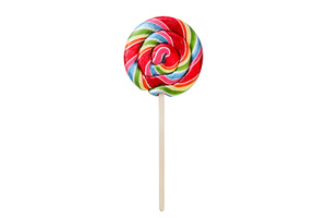 Lollipop candy on a stick on a white, a Food & Drink Photo by innakreativ