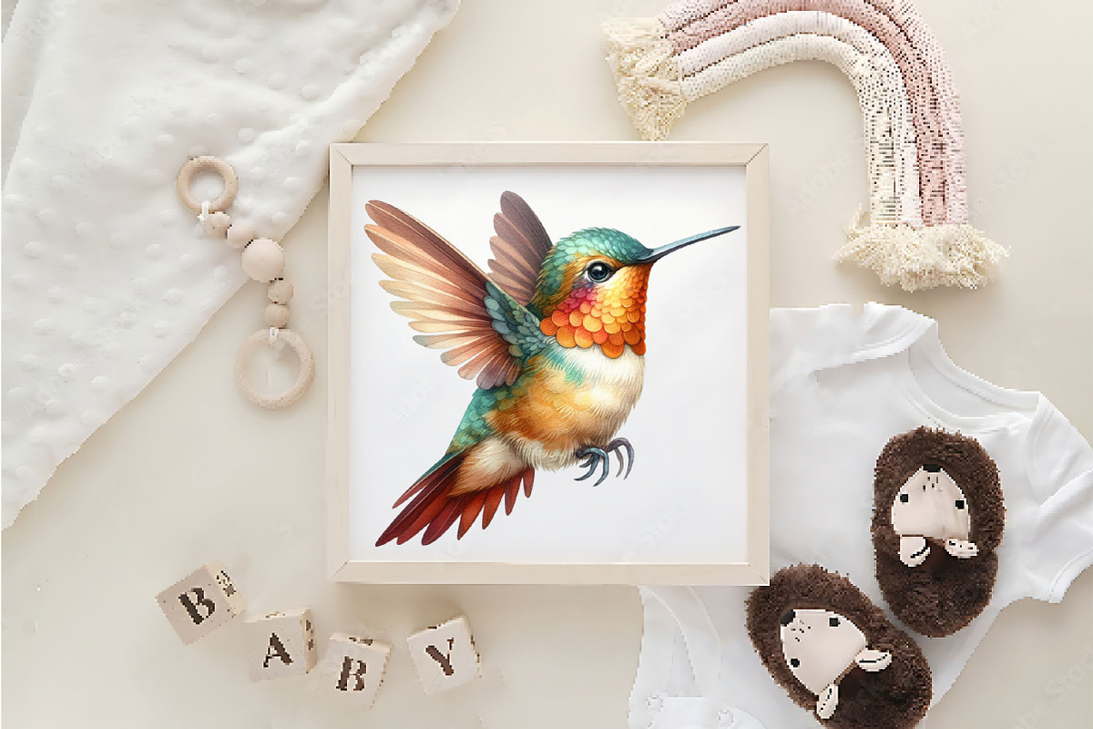 Watercolor Hummingbird Clipart, a Work Illustration by Dream Creation (Photo 4 of 5)