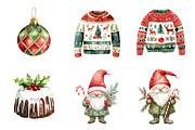 Cozy Watercolor Christmas Clipart, a Work Illustration by SinaCreation (Thumbnail 4 of 6)