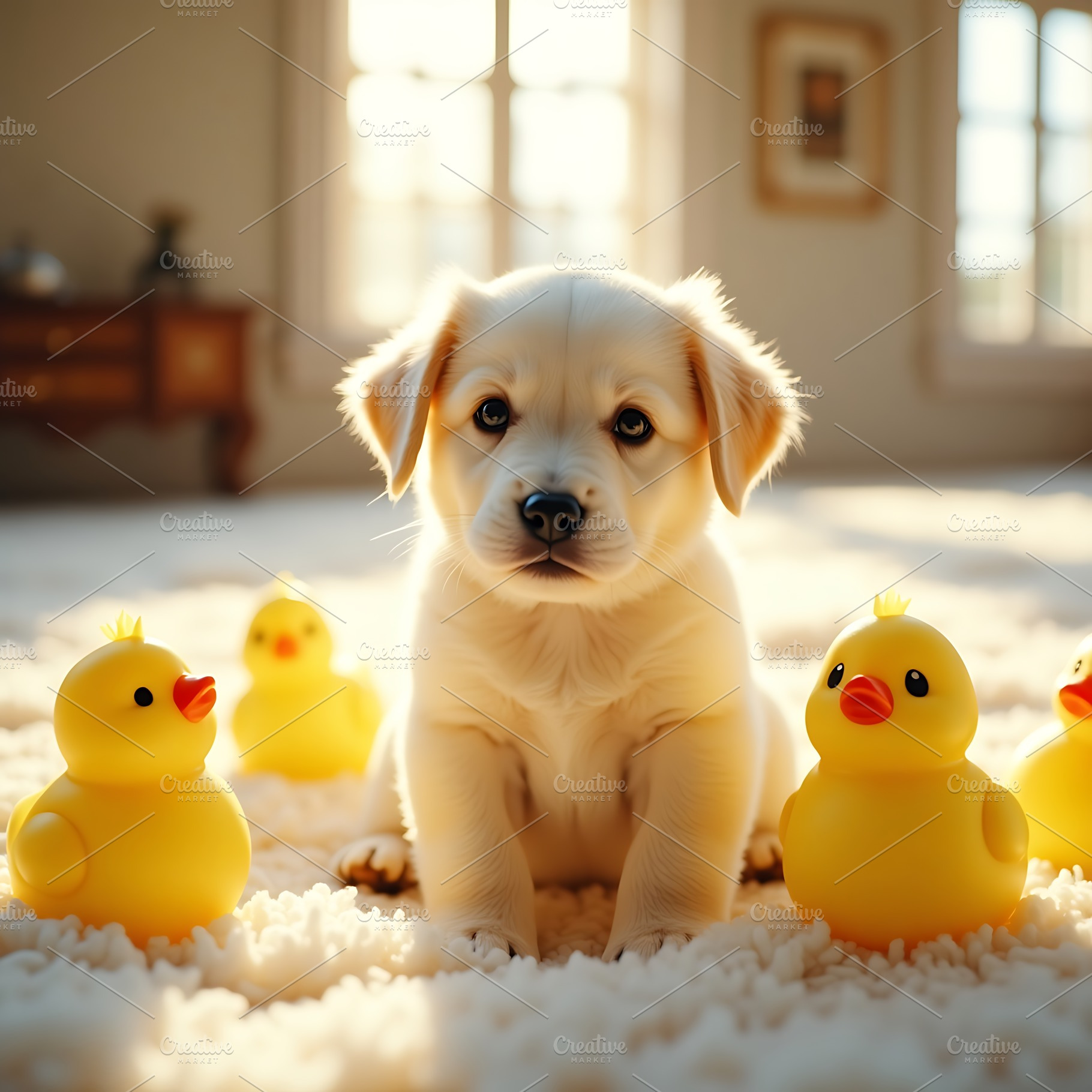 Adorable golden retriever puppy surr, an Animal Photo by Artonix