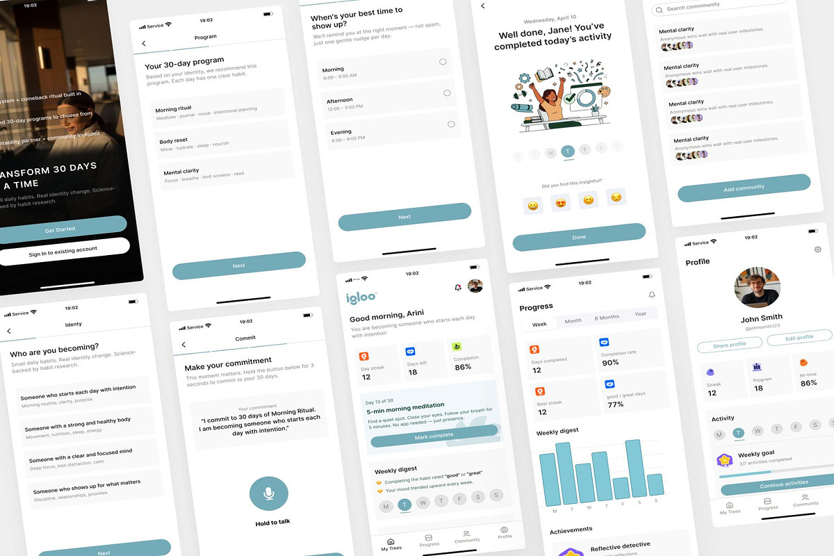 Habit Tracker Personal Growth UI Kit, an UI Kit Template by Creative Perspective (Photo 3 of 4)