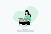 Productive Woman with Laptop Vector, a Work Illustration by Partikusi Design (Thumbnail 2 of 3)