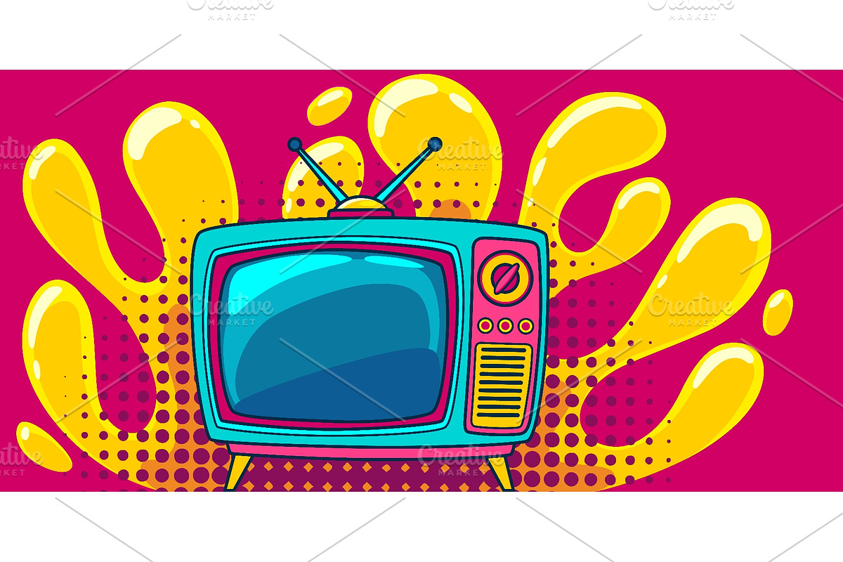 Comic retro tv on halftone and, an Object Illustration by Things for designers (Photo 1 of 3)
