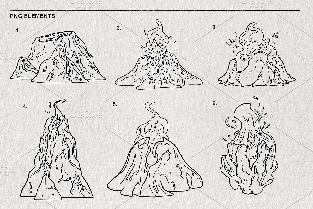 Volcanoes Erupting Set 13 PNG, an Object Illustration by LOKSKIH (Photo 3 of 4)