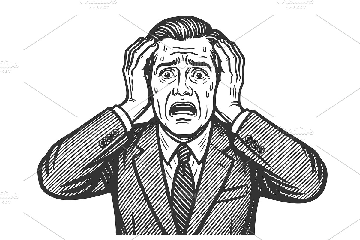 Panicked Businessman in Distress, a Person Illustration by AlexArt