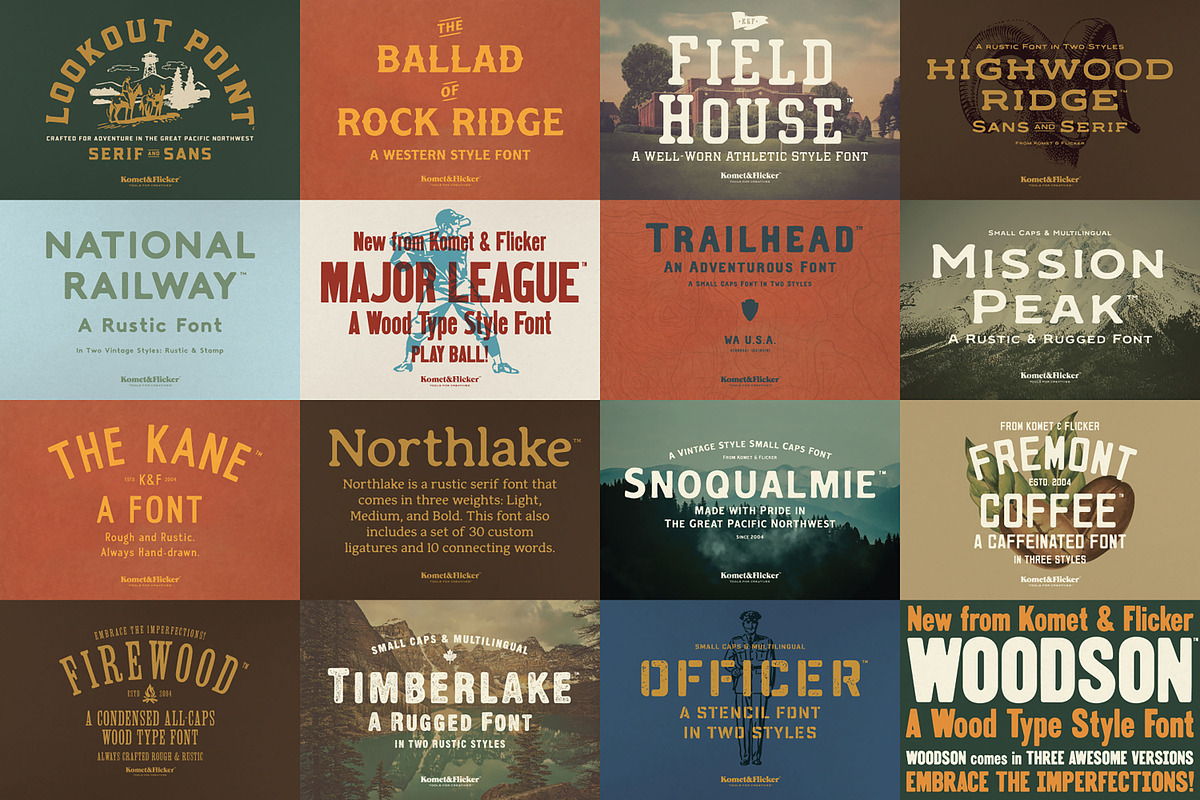 The Complete Rustic Fonts Collection, a Sans Serif Font by Komet & Flicker (Photo 2 of 18)