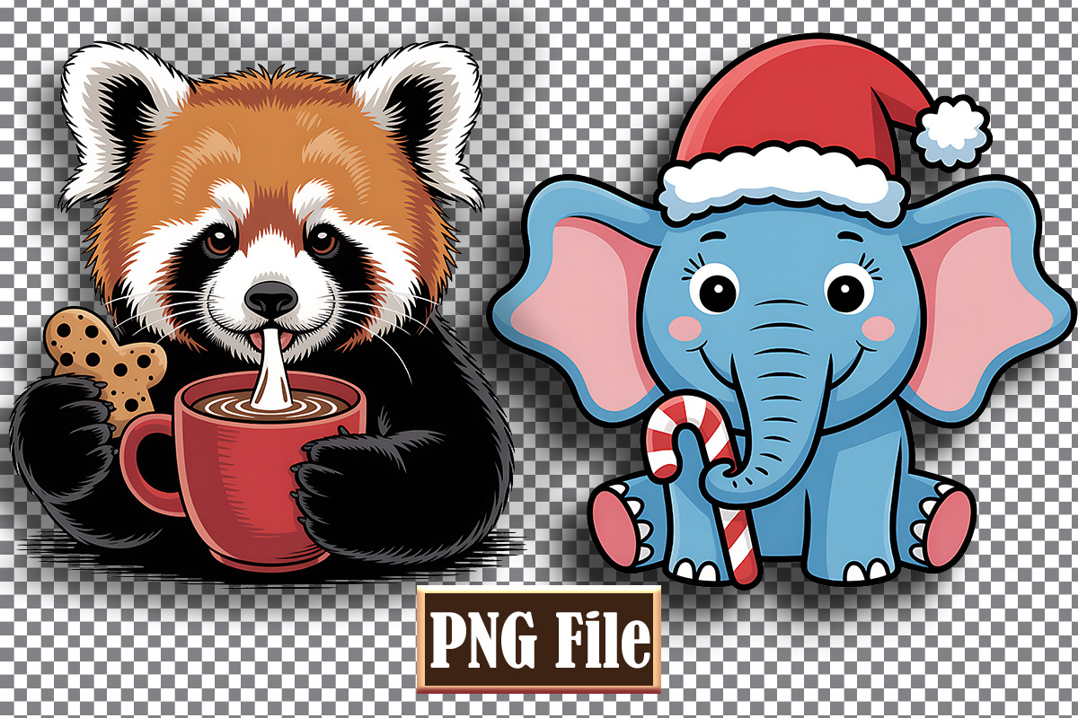 Christmas Animal Sublomation Bundle, an Animal Illustration by protabsorkar11 (Photo 5 of 9)
