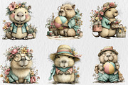 Summer Funny Capybara Clipart, a Seasonal Illustration by Rose Art (Thumbnail 4 of 6)