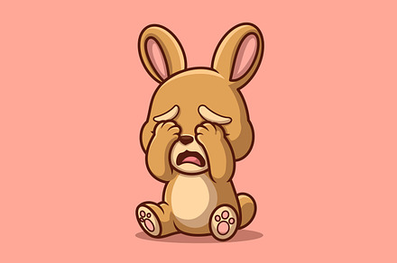 Crying Bunny Cartoon Character