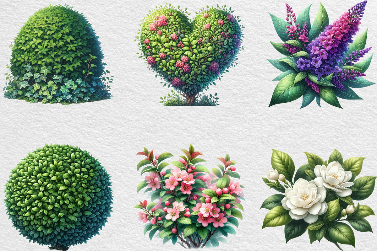 Watercolor Bushes Clipart Sublimatio, an Illustration by Black Bird Studio (Photo 3 of 6)