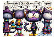 Whimsical Christmas Cat Clipart, an Illustration by DreamCafeArt (Thumbnail 1 of 6)