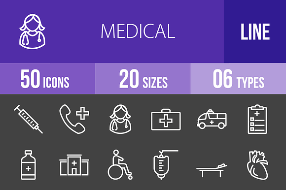 50 Medical Line Inverted Icons