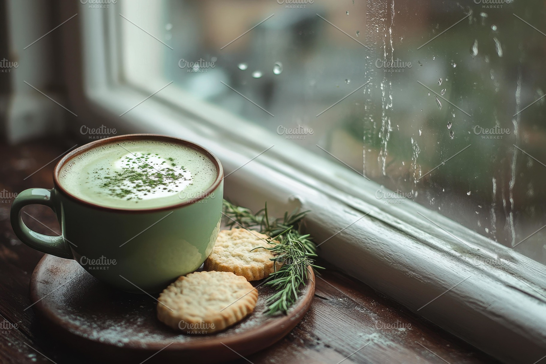 Warm cup of herbal tea with cookies, a Photo by Tanuart