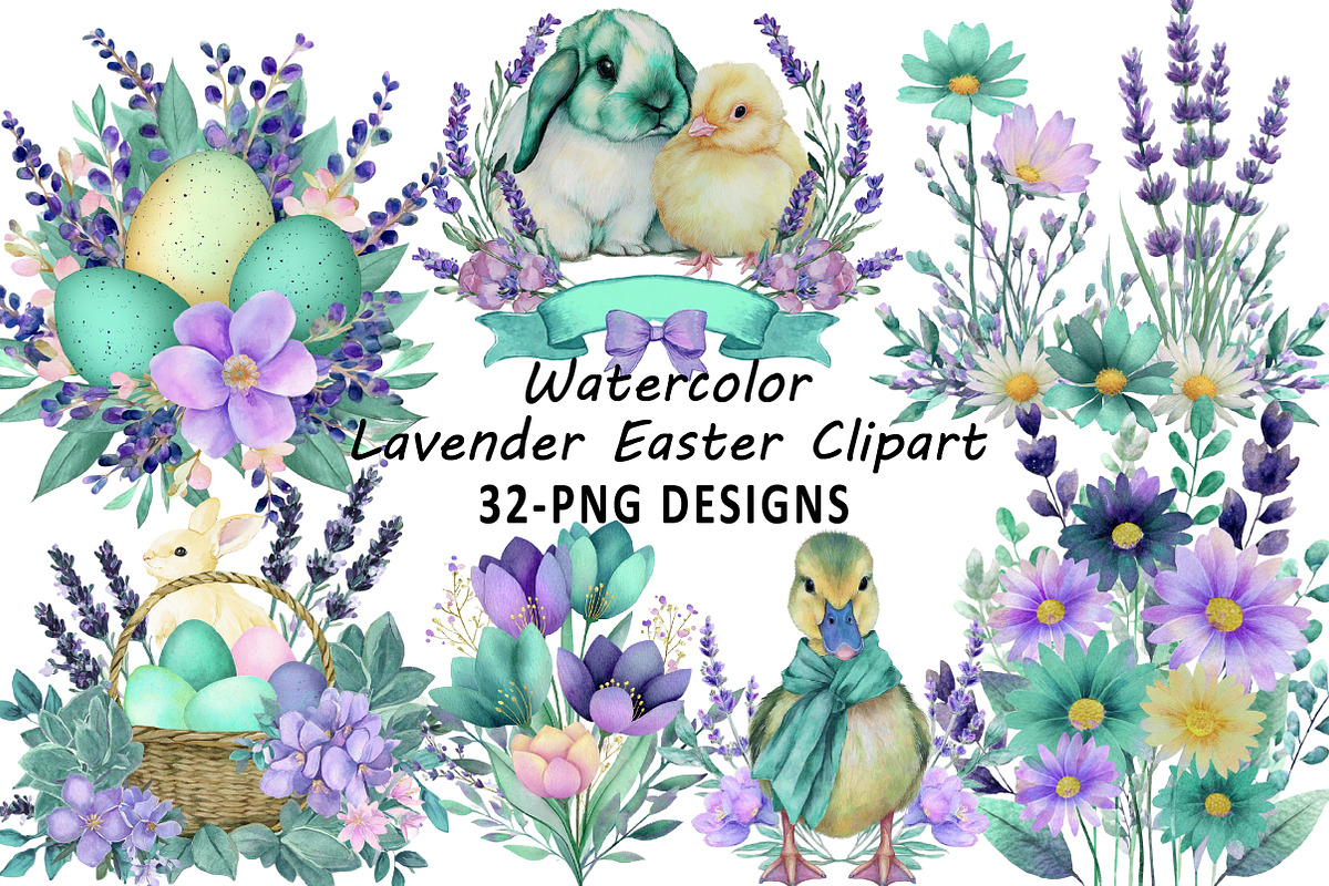 Lavender Easter Clipart Bundle, an Illustration by Daily.Designs (Photo 1 of 3)