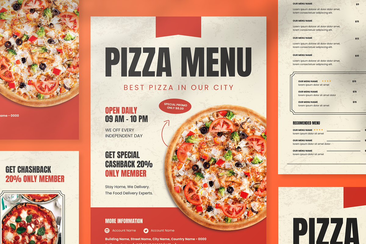 Pizza Restaurant Menu, a Print Template by SquidPixey (Photo 4 of 6)