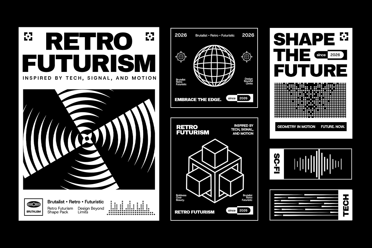 Retro Futurism Shape Pack 70+ Vector, a Technology Illustration by Invisual Studio (Photo 8 of 11)