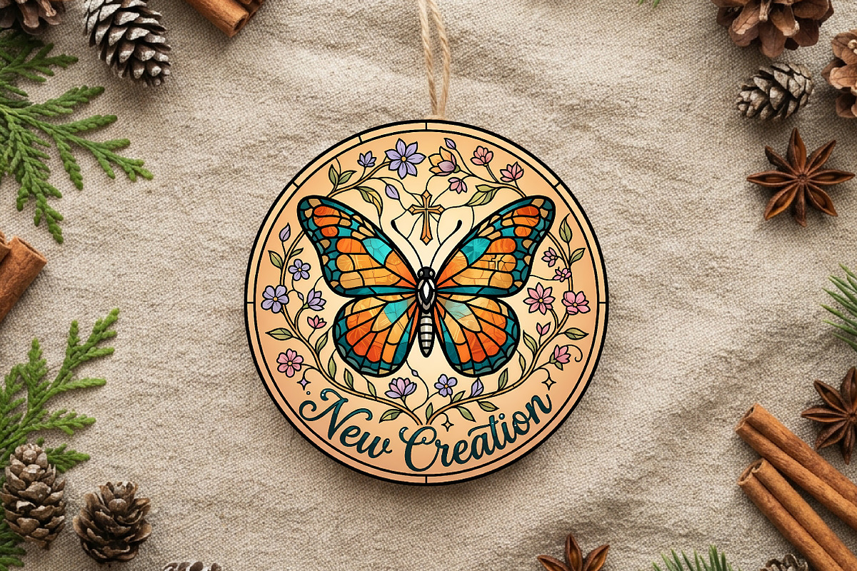 New Creation Butterfly Ornament SVG, a Seasonal Illustration by CrexoraLab (Photo 2 of 3)