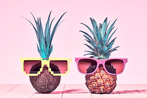 Tropical pineapple and coconut two containing pineapple, coconut, and tropical