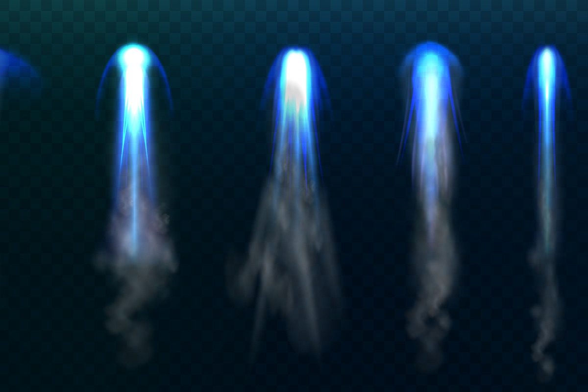 Realistic blue rocket fire light, an Object Illustration by art PVP - market (Photo 2 of 3)