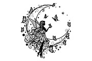Fairy Moon Butterfly Silhouette, an Object Illustration by Gaye Art (Thumbnail 13 of 31)
