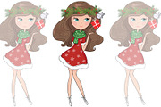 Cute girl vector. Christmas card., a Decorative Illustration by StudioLondon (Thumbnail 2 of 3)