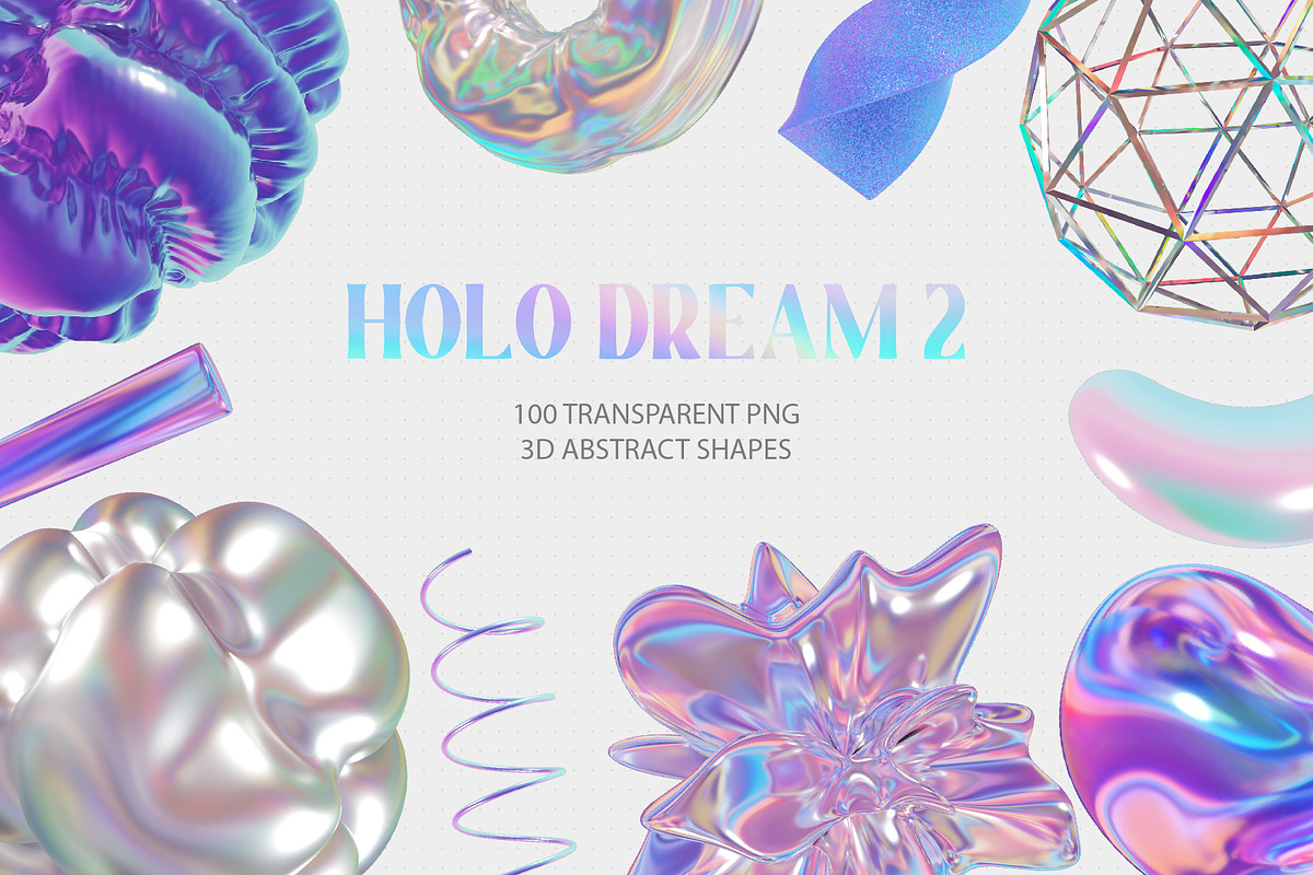 Holo Iridescence 3D Shapes graphics, a Graphic by LarysaZabrotskaya (Photo 10 of 10)