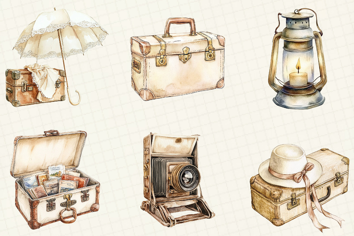 Antique Ivory Travel Clipart, an Illustration by OK Design (Photo 4 of 5)