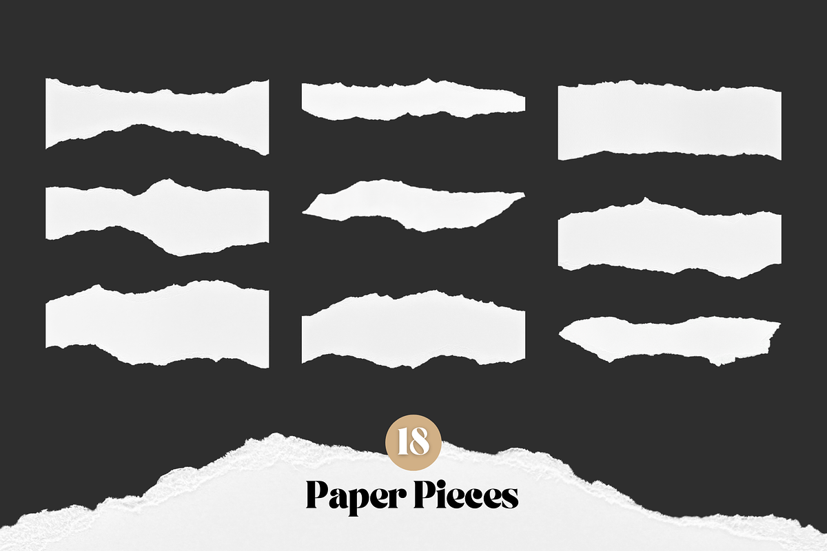 18 White Horizontal Ripped Papers, an Object Graphic by Ksuview