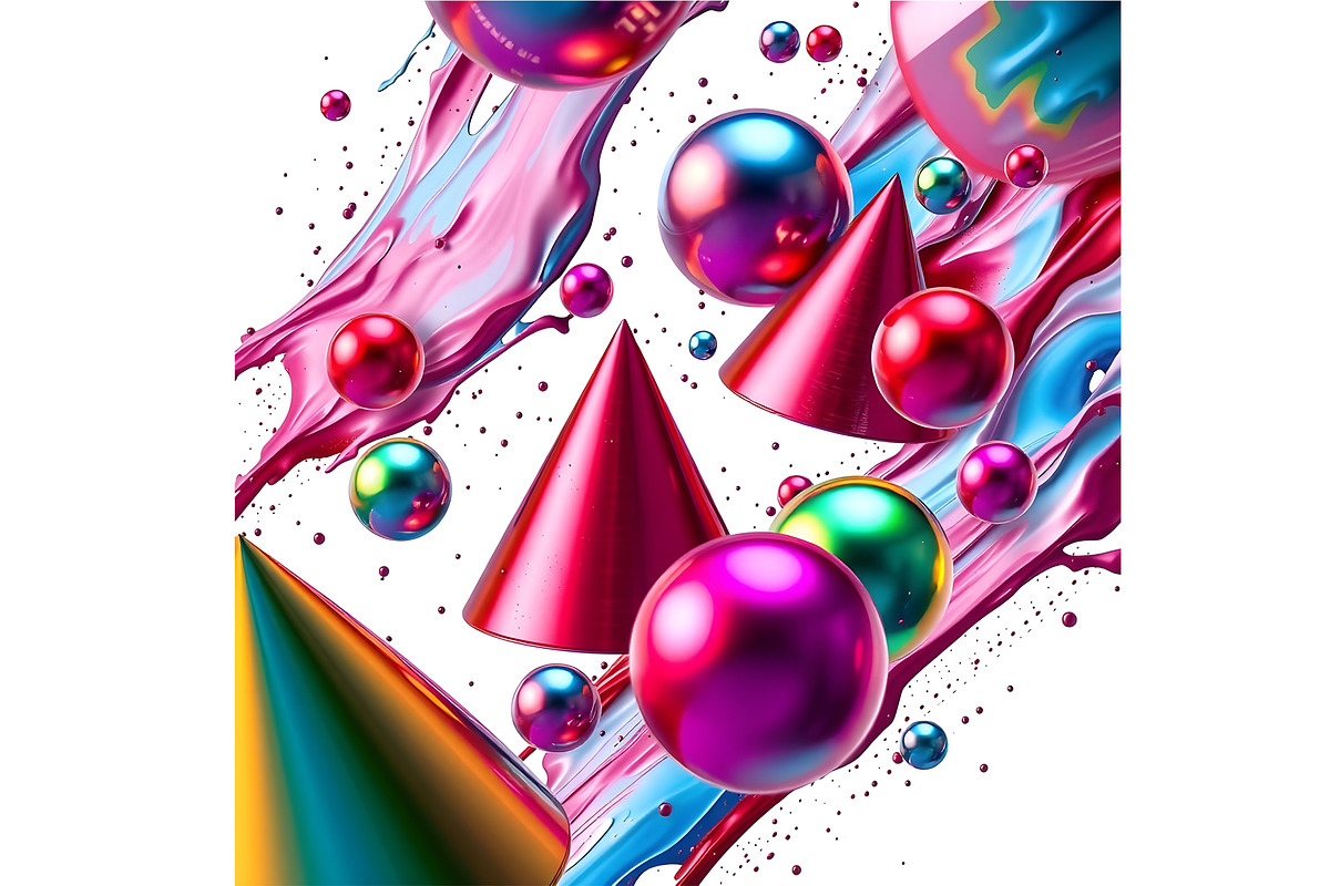 Metallic Shapes and Liquid Metal, an Education Illustration by Sharon Schwalbe