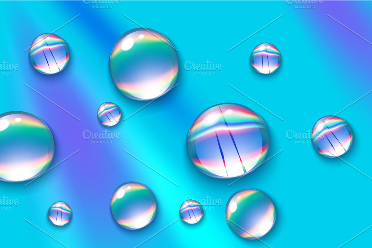 Water Drops Realistic Set, an Illustration by Macrovector | Creative Market