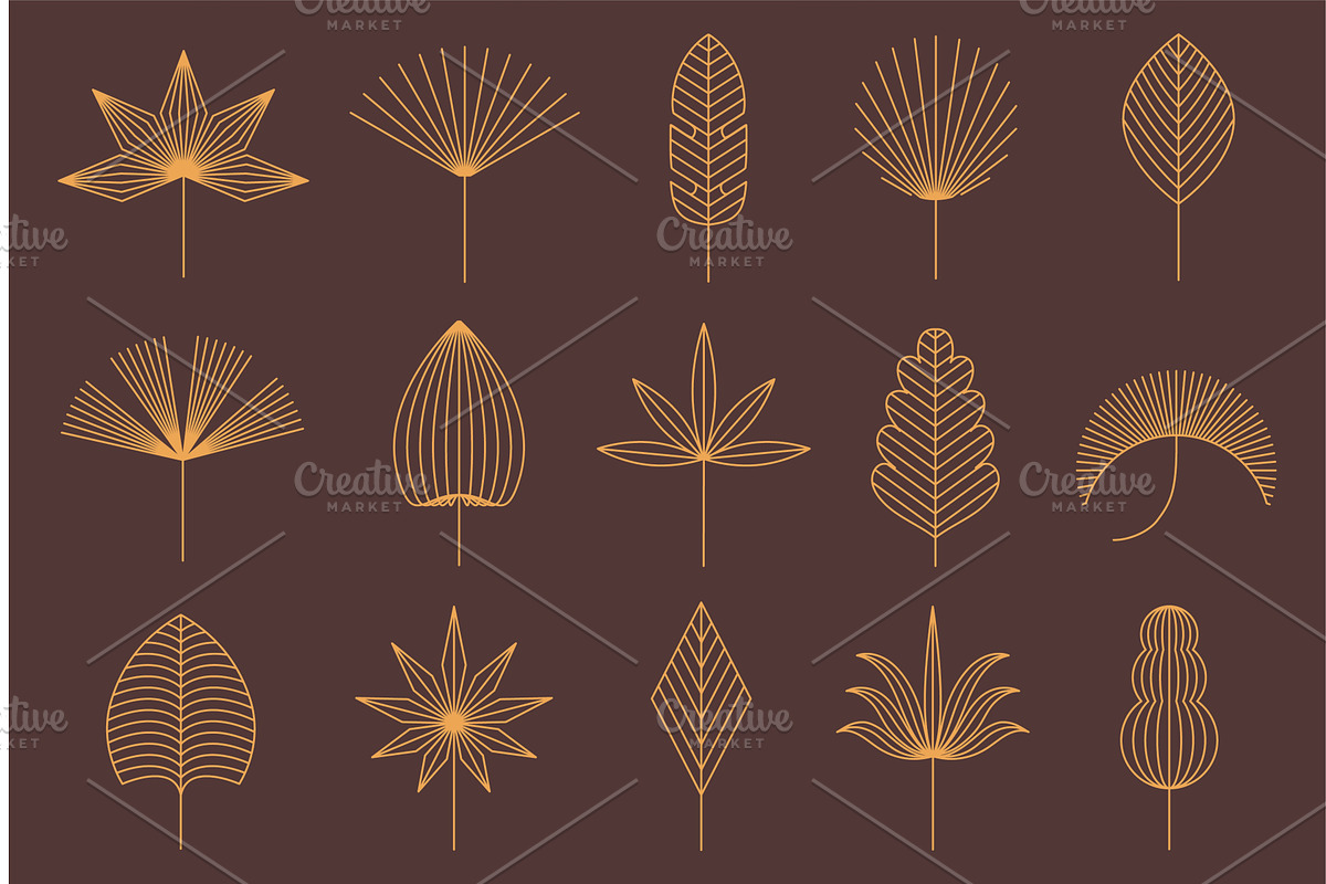 Linear floral boho leaf. Tropical, an Illustration by winwin.art