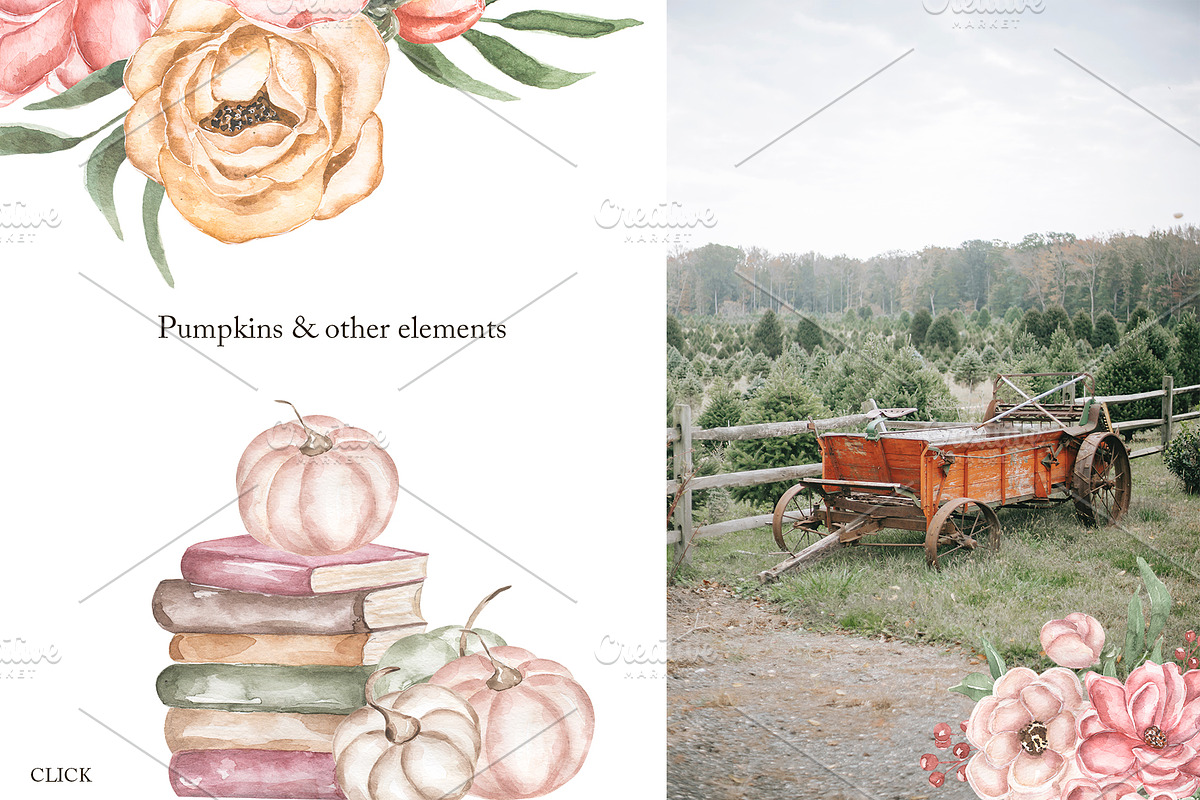 Watercolor Autumn Collection, a Decorative Illustration by MayaNavits (Photo 7 of 8)