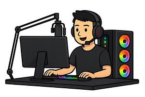 Young gamer engaged in online gaming, a Technology Illustration by ZinetroN