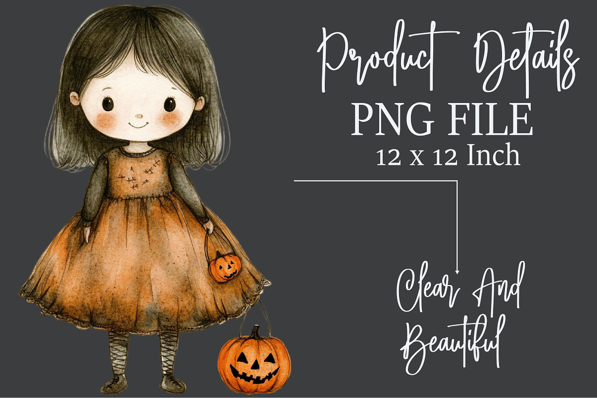 Little Halloween Girl clipart, an Illustration by Rose Art (Photo 6 of 7)