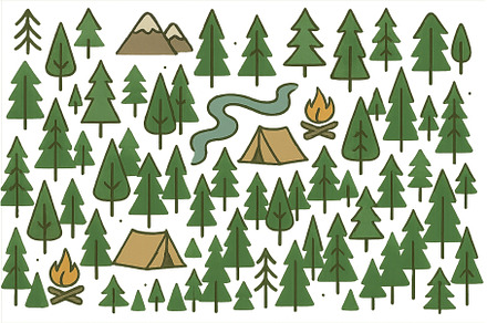 Brightly colored camping scene in a, an Animal Photo by ZinetroN