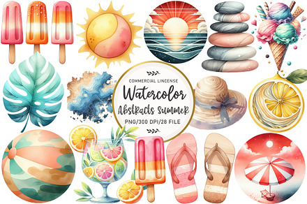 Abstracts Cute Summer Clipart, an Illustration by OK Design