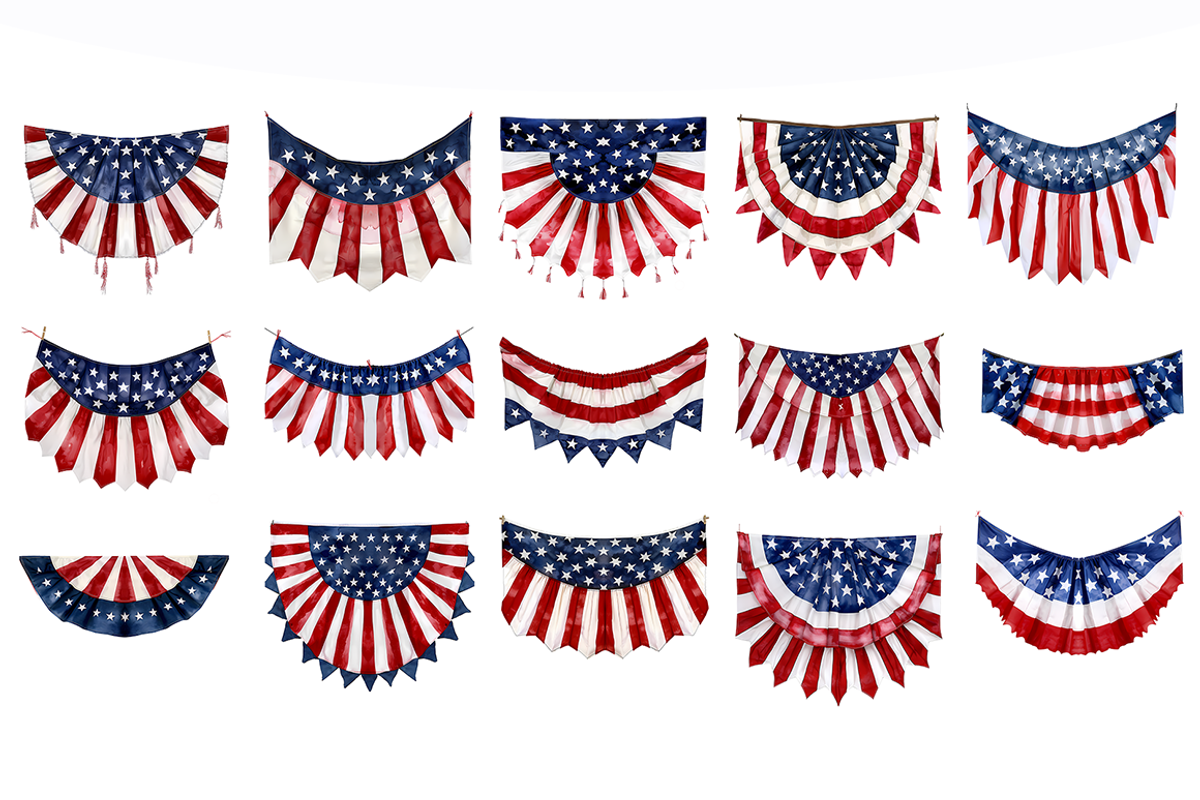Watercolor USA Bunting Clipart, a Decorative Illustration by stickermadness (Photo 2 of 3)