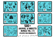 Bundle Animals & Insects -Stamp Sets, a Brush Add-On by LA Studio Sthlm (Thumbnail 1 of 15)