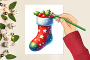 Christmas Stocking Sublimation Clipa, a Seasonal Illustration by Craft Nest (Thumbnail 2 of 5)