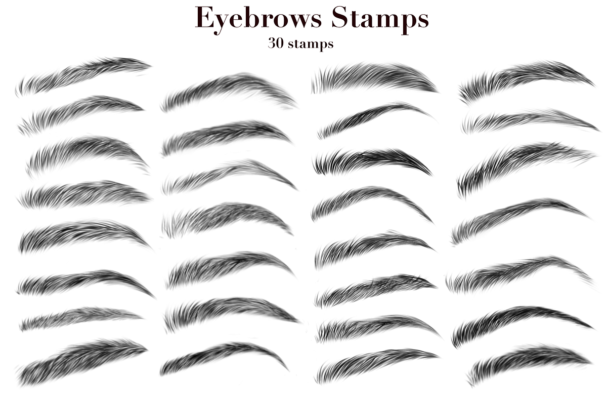 Eyebrow stamps for Procreate app, a Brush Add-On by MessyArtss