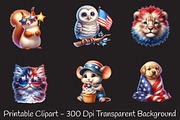 Patriotic Cute Animals Clipart, an Illustration by RobertsArt (Thumbnail 4 of 8)