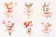 Watercolor Cute Pink Ballerina Anima, an Illustration by CreationArt (Thumbnail 3 of 9)