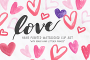 Hearts Love Watercolor Clipart, an Illustration by Emerald & Ivy Studios (Thumbnail 1 of 4)