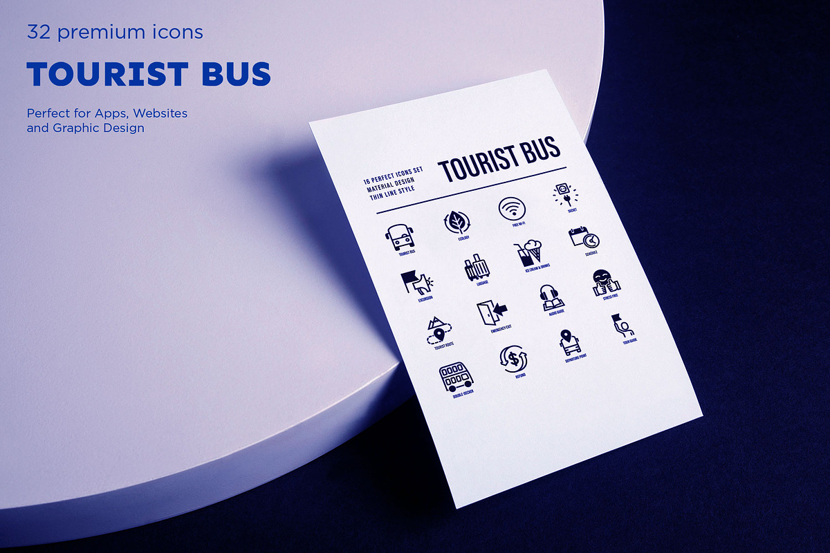 Tourist Bus | 32 Icons Set, an Outline Icon by Marina Silence (Photo 16 of 17)